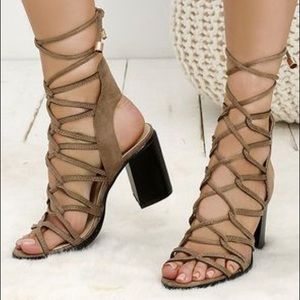 Cape Robbin Lace Up Chunky Suede Heels-Never Worn!